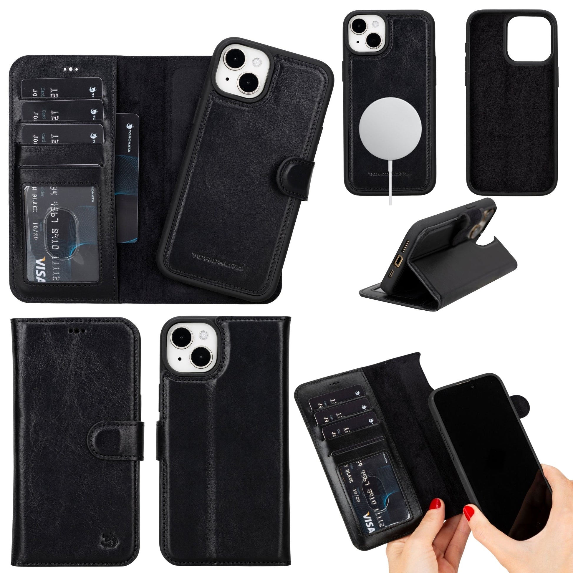 Casper Leather iPhone 15 Plus Wallet Case | Detachable MagSafe Compatible RFID Protection